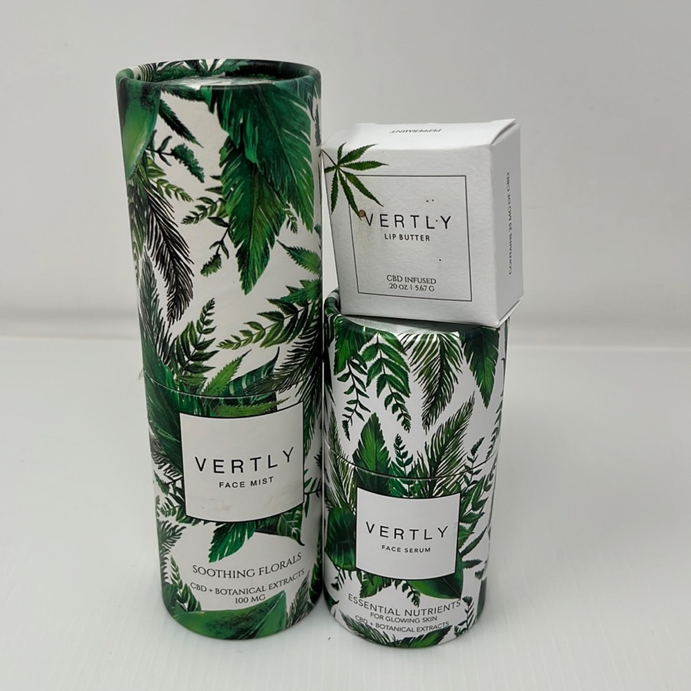 Vertly Infused Face Serum Face Mist Lip Butter Made in‎ CA - NEW Bundle of 3
